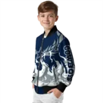 customized dallas cowboys winged blaze blue white bomber jacket best selling
