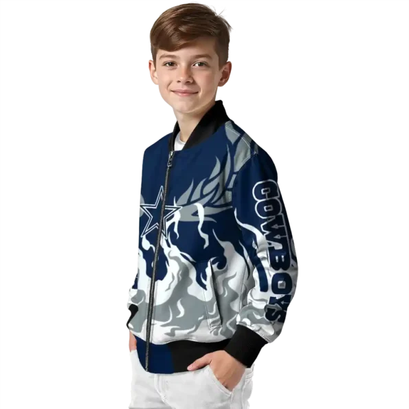 customized dallas cowboys winged blaze blue white bomber jacket trendy