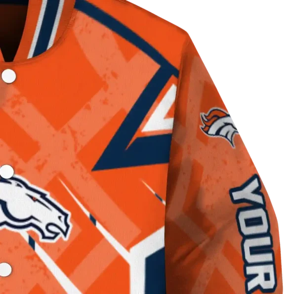 customized denver broncos chevron angles orange varsity jacket premium grade.webp