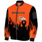 customized denver broncos flame border orange black bomber jacket best selling