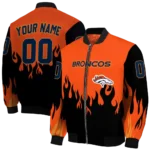 customized denver broncos flame border orange black bomber jacket best selling
