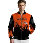 customized denver broncos flame border orange black bomber jacket best selling