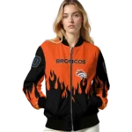customized denver broncos flame border orange black bomber jacket best selling