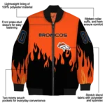 customized denver broncos flame border orange black bomber jacket best selling