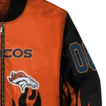 customized denver broncos flame border orange black bomber jacket best selling