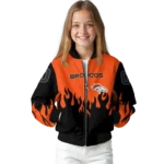 customized denver broncos flame border orange black bomber jacket best selling