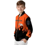 customized denver broncos flame border orange black bomber jacket best selling