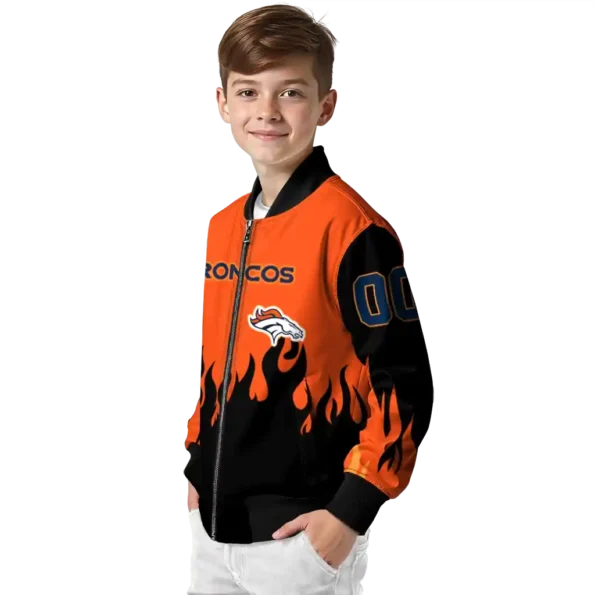 customized denver broncos flame border orange black bomber jacket trendy