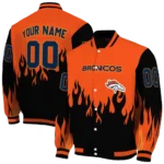 customized denver broncos flame border orange black varsity jacket best selling.webp