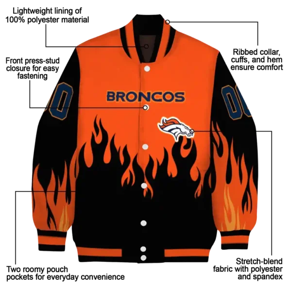 customized denver broncos flame border orange black varsity jacket new arrival.webp