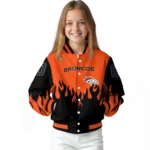 customized denver broncos flame border orange black varsity jacket best selling.webp