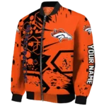 customized denver broncos hexagon cluster orange black bomber jacket best selling
