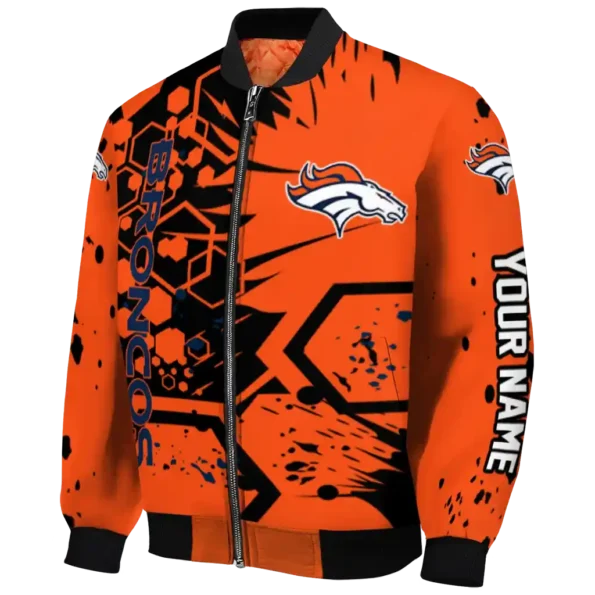 customized denver broncos hexagon cluster orange black bomber jacket best selling