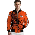 customized denver broncos hexagon cluster orange black bomber jacket best selling