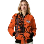 customized denver broncos hexagon cluster orange black bomber jacket best selling