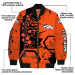 customized denver broncos hexagon cluster orange black bomber jacket best selling