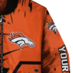 customized denver broncos hexagon cluster orange black bomber jacket best selling