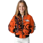 customized denver broncos hexagon cluster orange black bomber jacket best selling