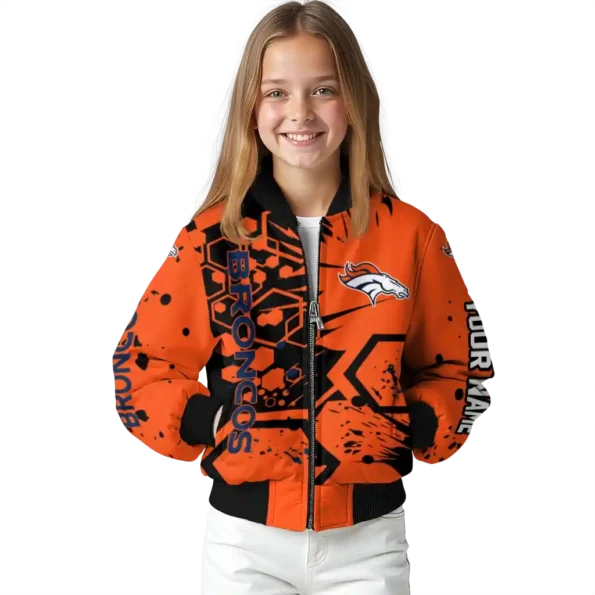 customized denver broncos hexagon cluster orange black bomber jacket top rated