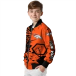 customized denver broncos hexagon cluster orange black bomber jacket best selling