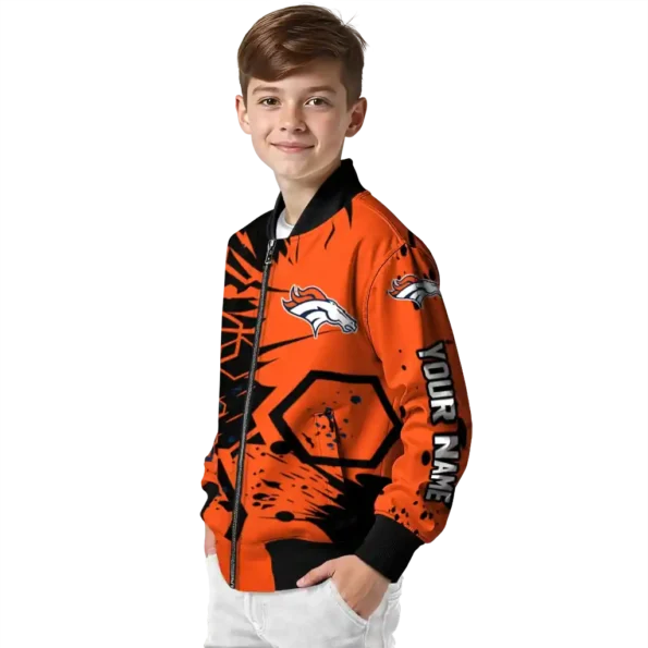 customized denver broncos hexagon cluster orange black bomber jacket trendy