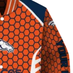 customized denver broncos hexagon grid orange varsity jacket best selling.webp