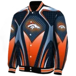 customized denver broncos mesh chest red crocs black varsity jacket best selling.webp