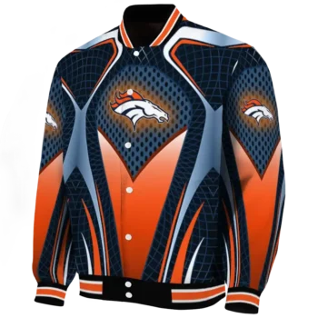 customized denver broncos mesh chest red crocs black varsity jacket best selling.webp