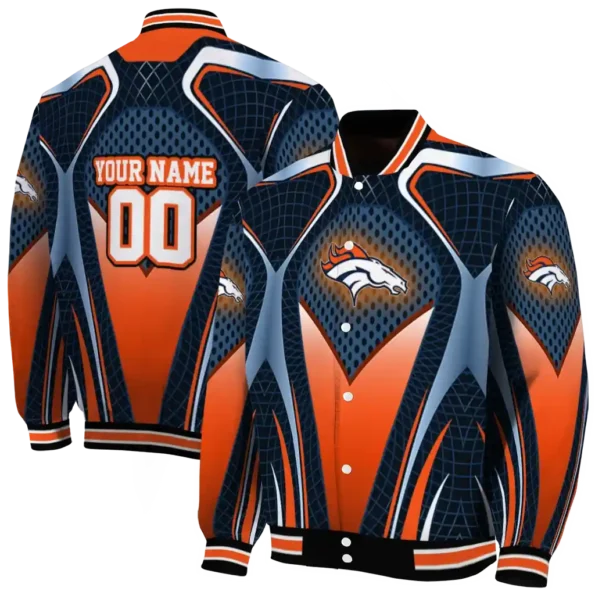 customized denver broncos mesh chest red crocs black varsity jacket fashion forward.webp