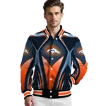 customized denver broncos mesh chest red crocs black varsity jacket best selling.webp