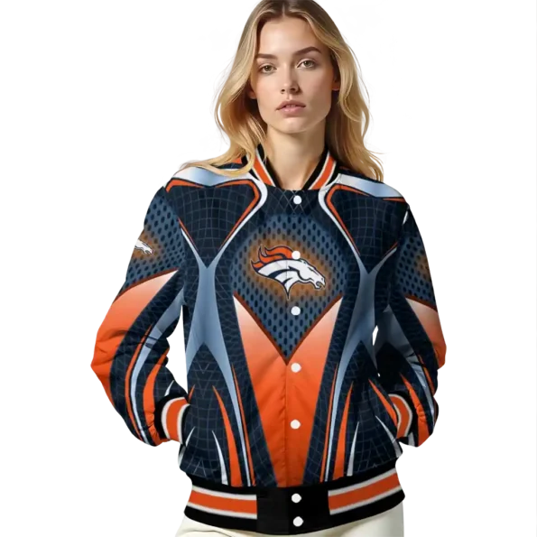 customized denver broncos mesh chest red crocs black varsity jacket latest model.webp
