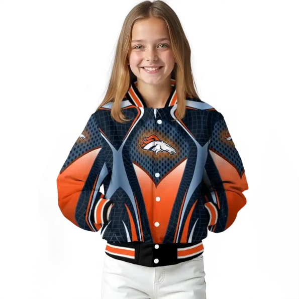 customized denver broncos mesh chest red crocs black varsity jacket top rated.webp