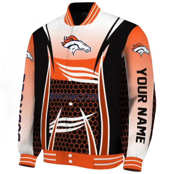 customized denver broncos mesh effect orange black varsity jacket best selling.webp