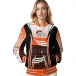 customized denver broncos mesh effect orange black varsity jacket best selling.webp