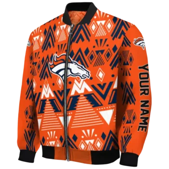 customized denver broncos pyramid shapes orange bomber jacket best selling