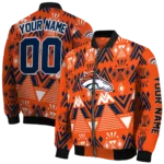 customized denver broncos pyramid shapes orange bomber jacket best selling