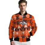 customized denver broncos pyramid shapes orange bomber jacket best selling