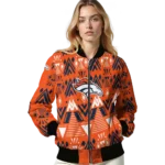 customized denver broncos pyramid shapes orange bomber jacket best selling