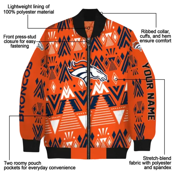 customized denver broncos pyramid shapes orange bomber jacket new arrival