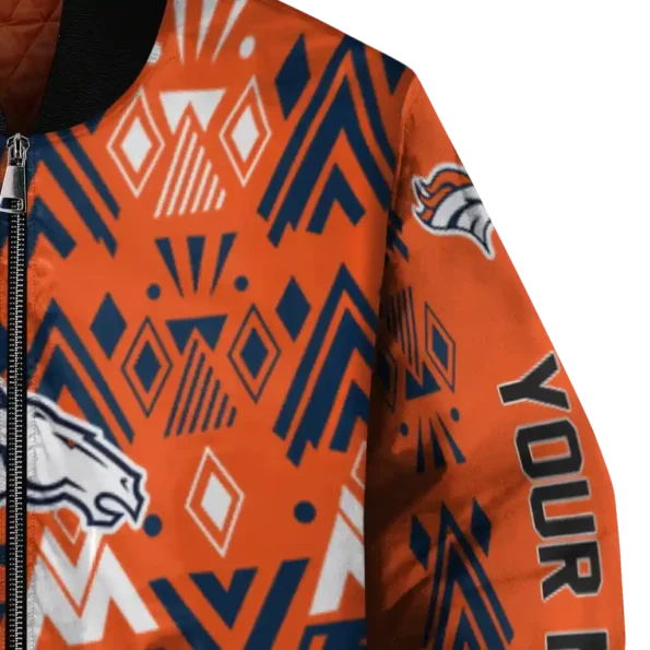 customized denver broncos pyramid shapes orange bomber jacket premium grade