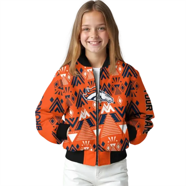 customized denver broncos pyramid shapes orange bomber jacket top rated