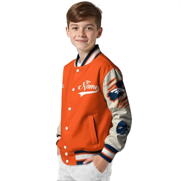 customized denver broncos razorback outline orange nude varsity jacket trendy.webp