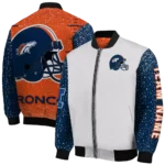 customized denver broncos speckled arms orange gray bomber jacket best selling