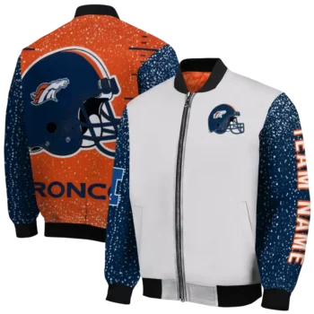 customized denver broncos speckled arms orange gray bomber jacket fashion forward