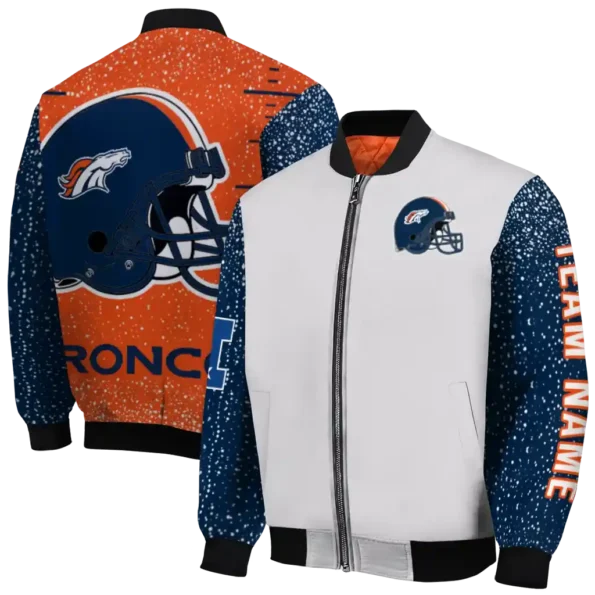 customized denver broncos speckled arms orange gray bomber jacket fashion forward