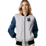customized denver broncos speckled arms orange gray bomber jacket best selling