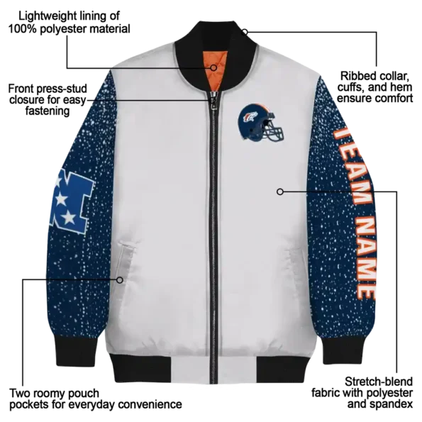 customized denver broncos speckled arms orange gray bomber jacket new arrival