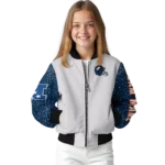 customized denver broncos speckled arms orange gray bomber jacket best selling