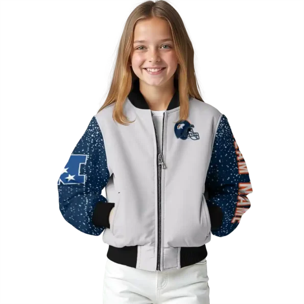 customized denver broncos speckled arms orange gray bomber jacket top rated