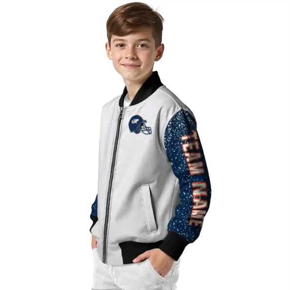 customized denver broncos speckled arms orange gray bomber jacket trendy